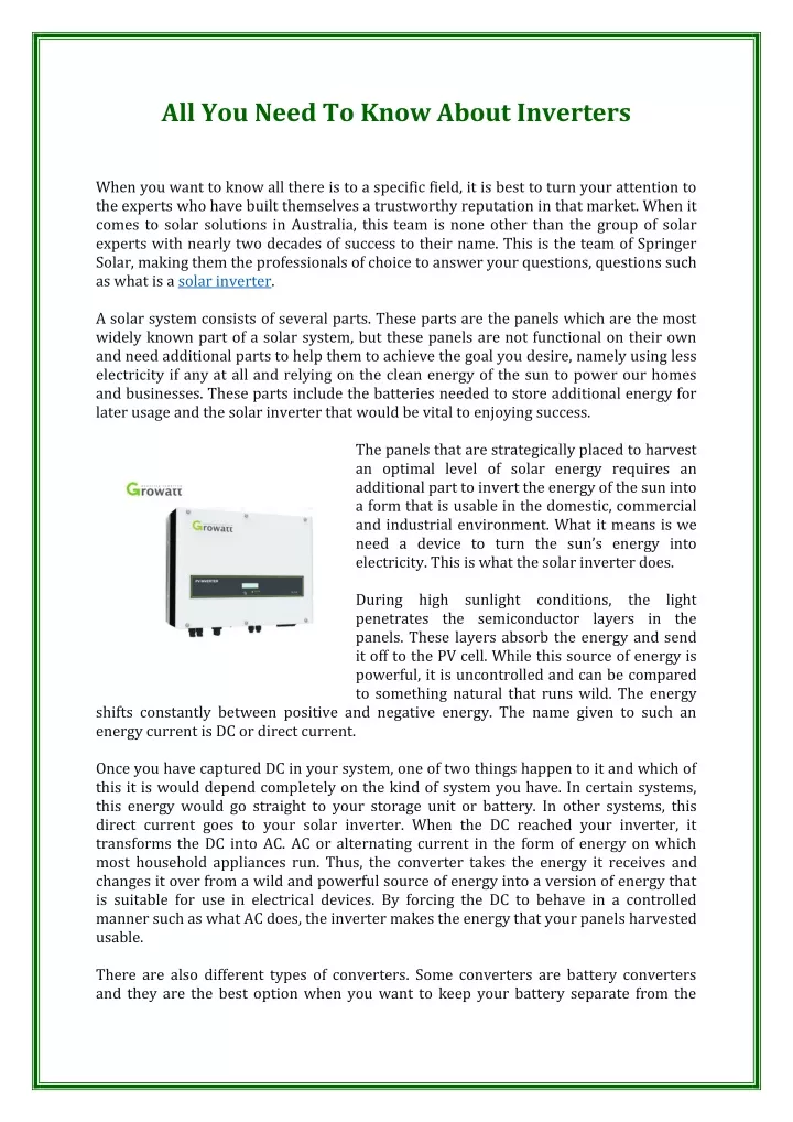 all you need to know about inverters