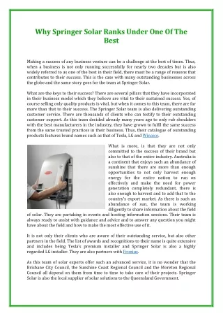 why springer solar ranks under one of the best
