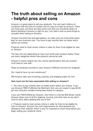 the truth about selling on amazon helpful pros