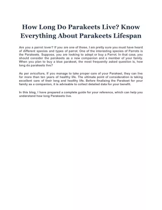 How Long Do Parakeets Live? Know Everything About Parakeets Lifespan