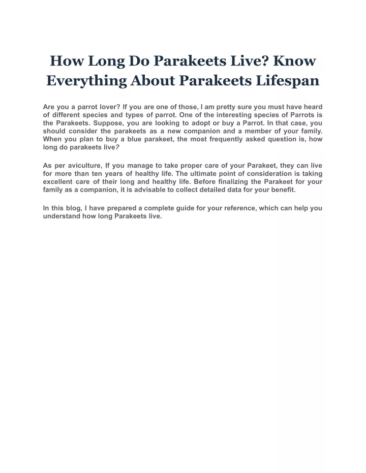 how long do parakeets live know everything about