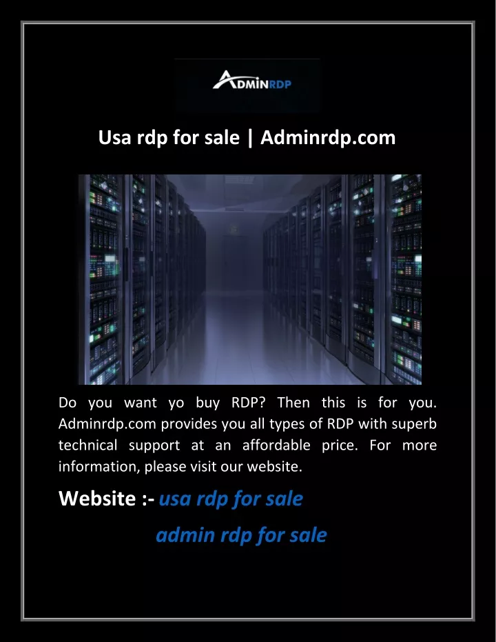 usa rdp for sale adminrdp com