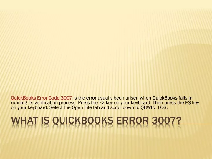 what is quickbooks error 3007