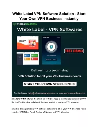 White Label VPN Software Solution - Start Your Own VPN Business Immediately