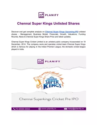 Chennai Super Kings Unlisted Shares