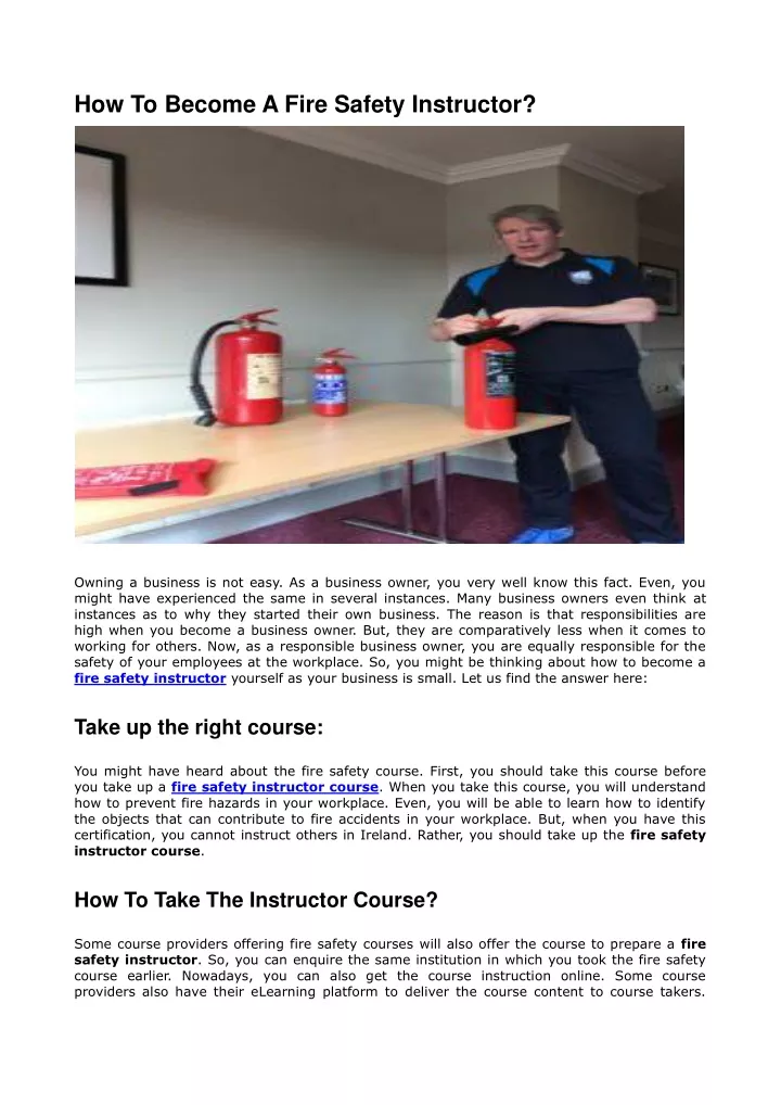 how to become a fire safety instructor