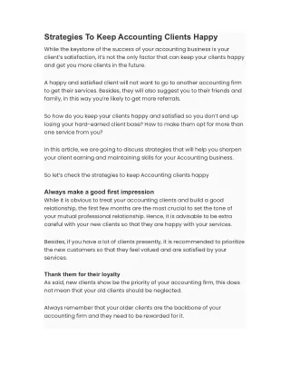 strategies to keep accounting clients happy
