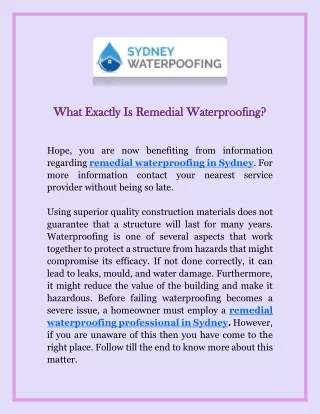 What Exactly Is Remedial Waterproofing?
