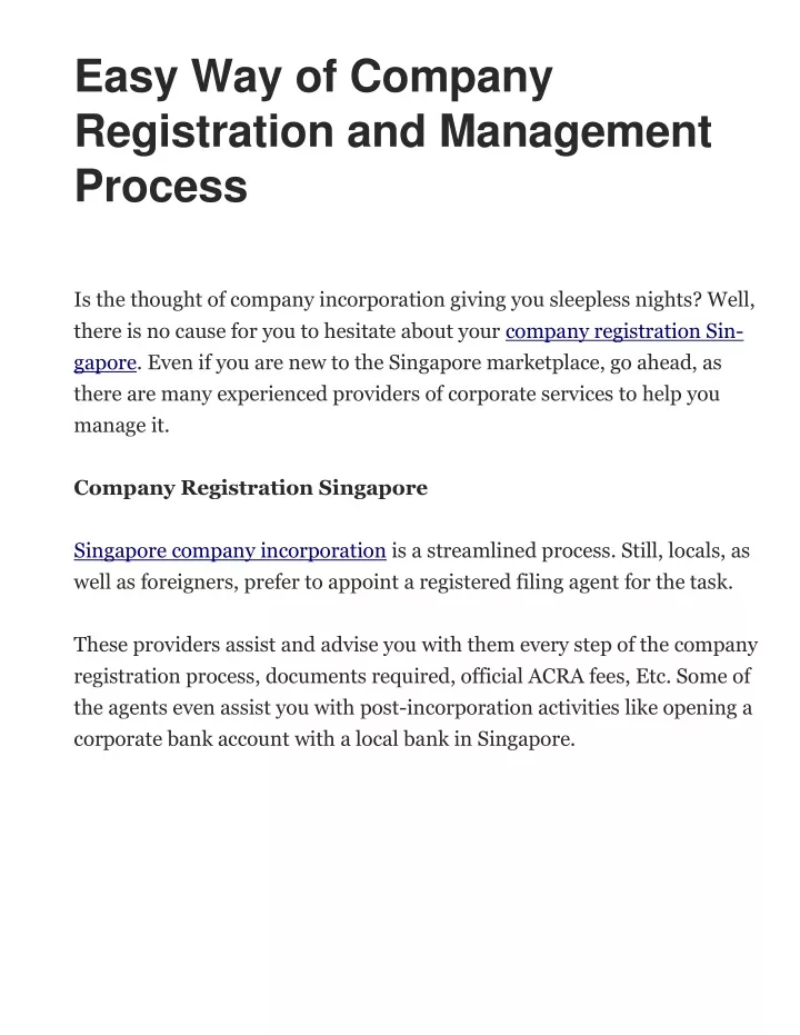 easy way of company registration and management