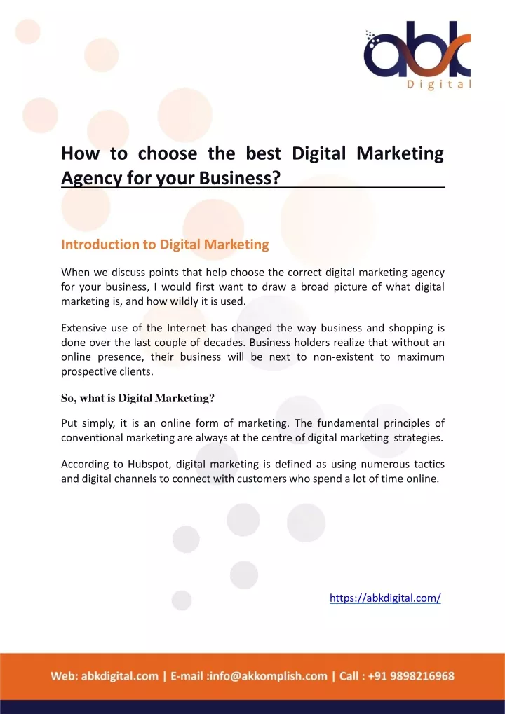 how to choose the best digital marketing agency for your business