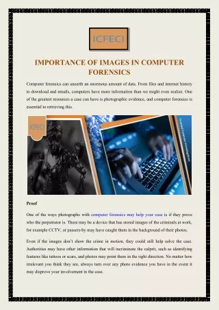 IMPORTANCE OF IMAGES IN COMPUTER FORENSICS