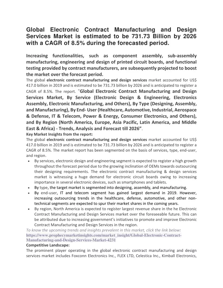 global electronic contract manufacturing