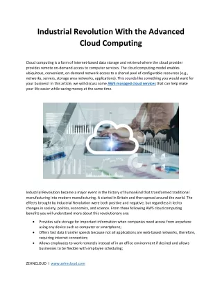 Industrial Revolution With the Advanced Cloud Computing