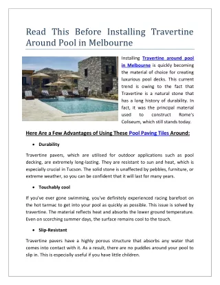 Read This Before Installing Travertine Around Pool in Melbourne