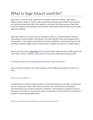 what is sage intacct used for