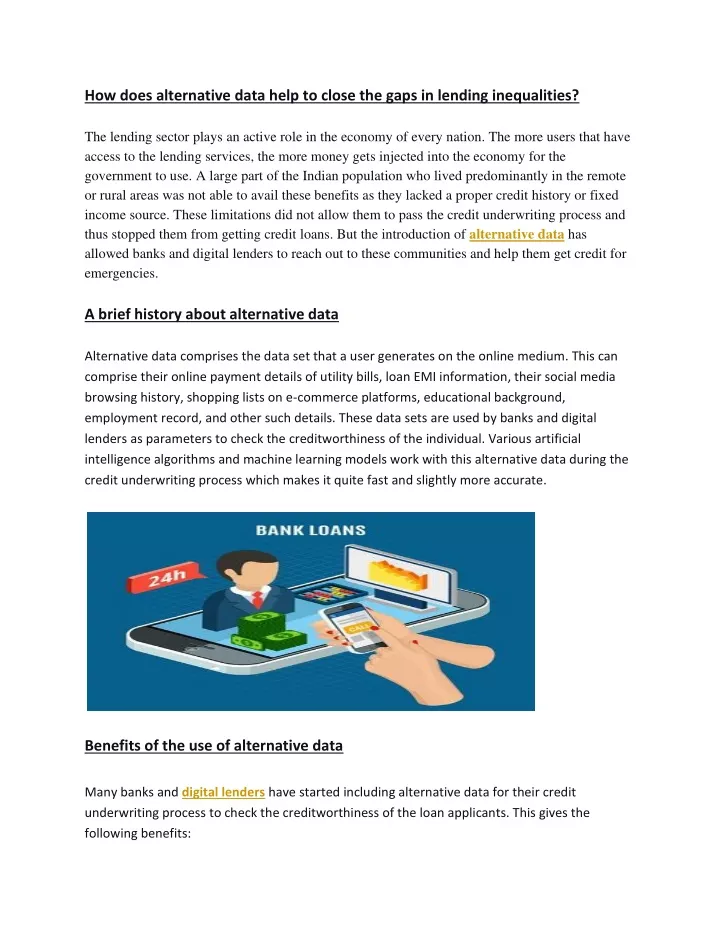 how does alternative data help to close the gaps