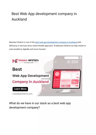Best Web App development company in Auckland