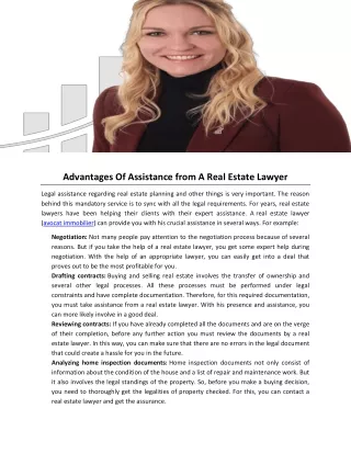 Advantages Of Assistance from A Real Estate Lawyer