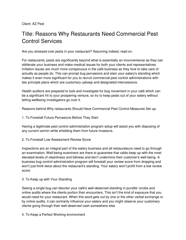 client az pest title reasons why restaurants need