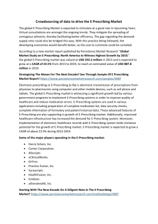 crowdsourcing of data to drive the e prescribing