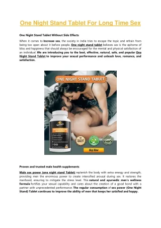Best One Night Stand Tablet in India Without Side effects