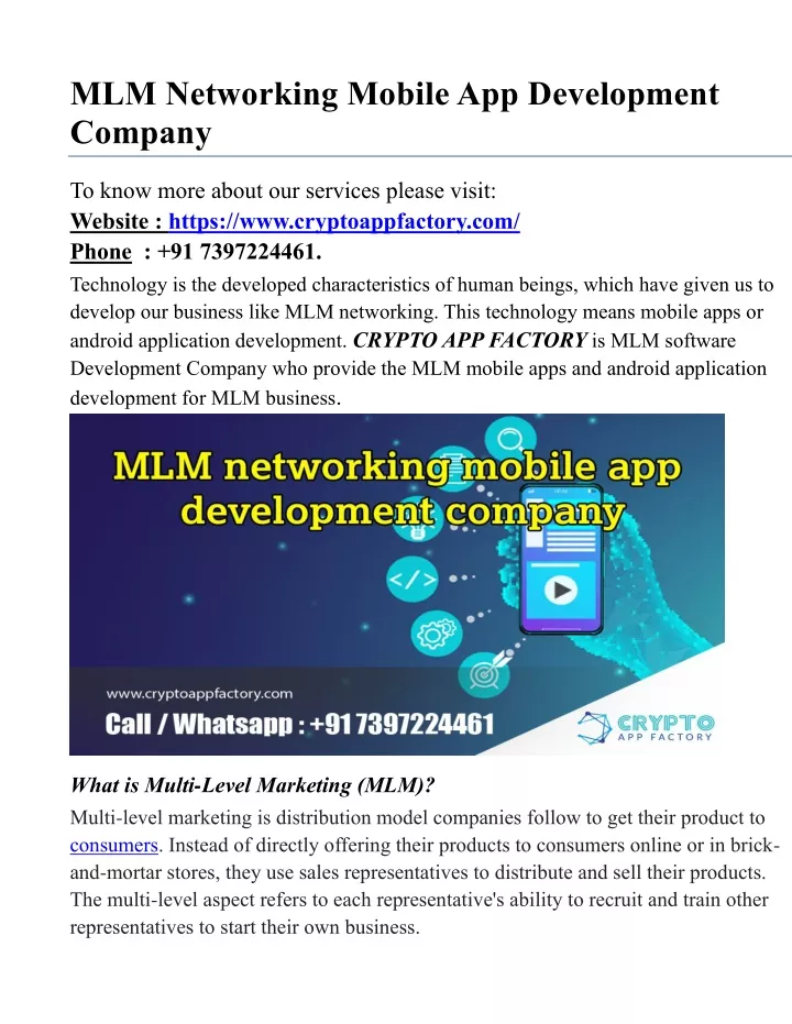 mlm networking mobile app development company