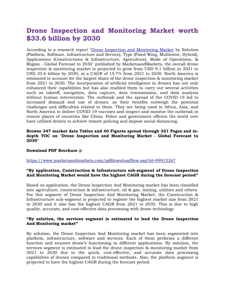 drone inspection and monitoring market worth