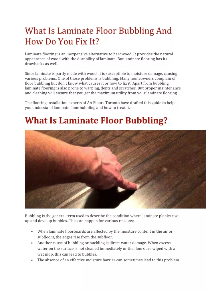 what is laminate floor bubbling