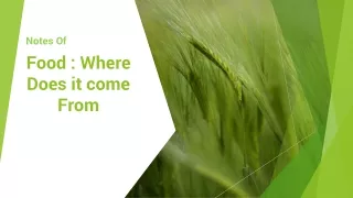 Food - Where Does it come From