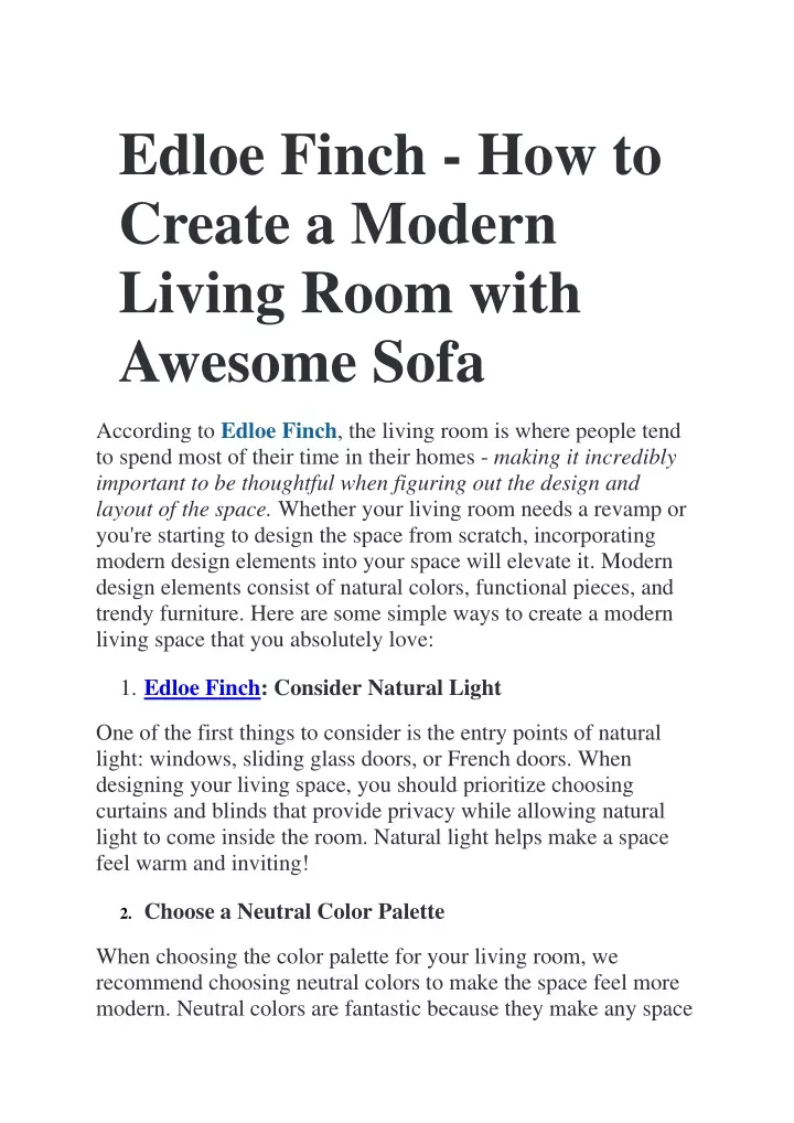 edloe finch how to create a modern living room