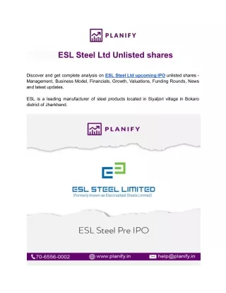 ESL Steel Ltd Unlisted shares