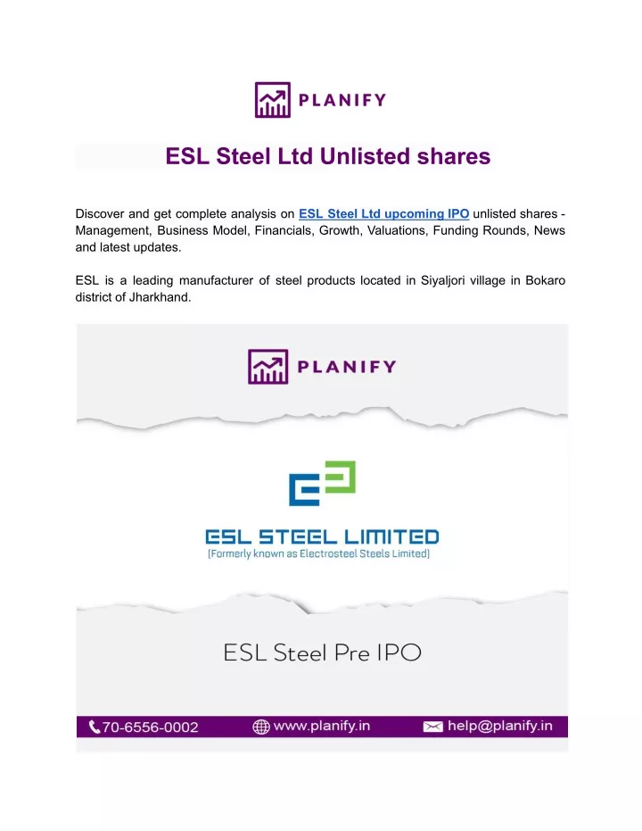 esl steel ltd unlisted shares