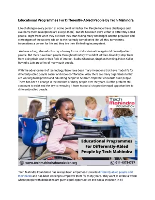 educational programmes for differently abled