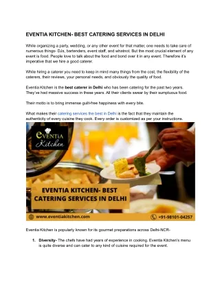 Eventia Kitchen- Best catering services in Delhi