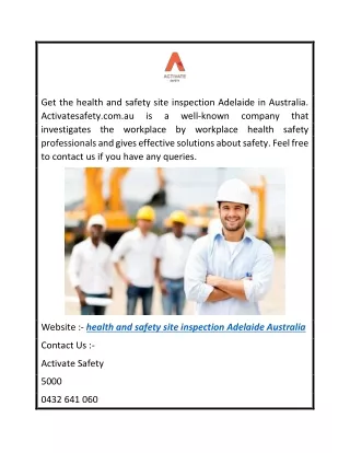 Health And Safety Site Inspection Adelaide Australia  Activatesafety.com.au