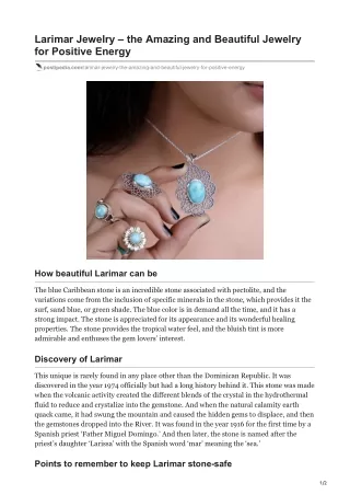 Larimar Jewelry  the Amazing and Beautiful Jewelry for Positive Energy