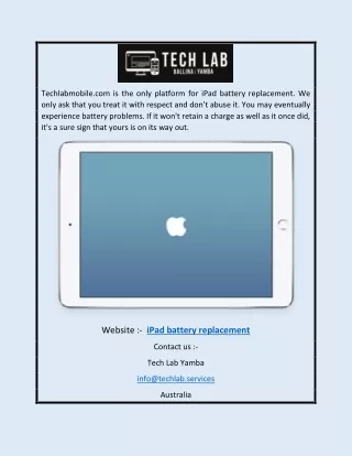 Ipad Battery Replacement | Techlabmobile.com