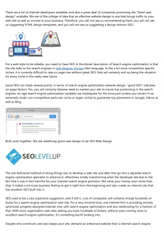 Redefining Web Design - SEO Web Design, The Only Effective Way to Leverage Your