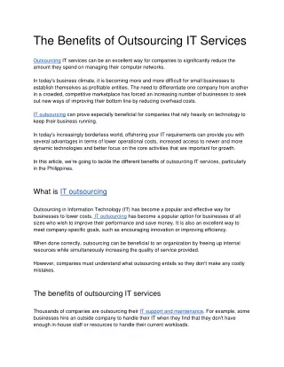 the benefits of outsourcing it services