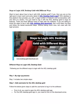 Steps to Login AOL Desktop Gold with Different Ways