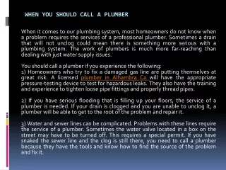 when you should call a plumber