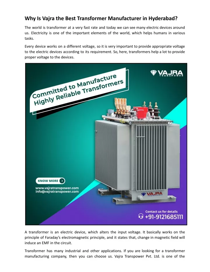 why is vajra the best transformer manufacturer
