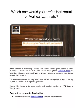 Which one would you prefer Horizontal or Vertical Laminate