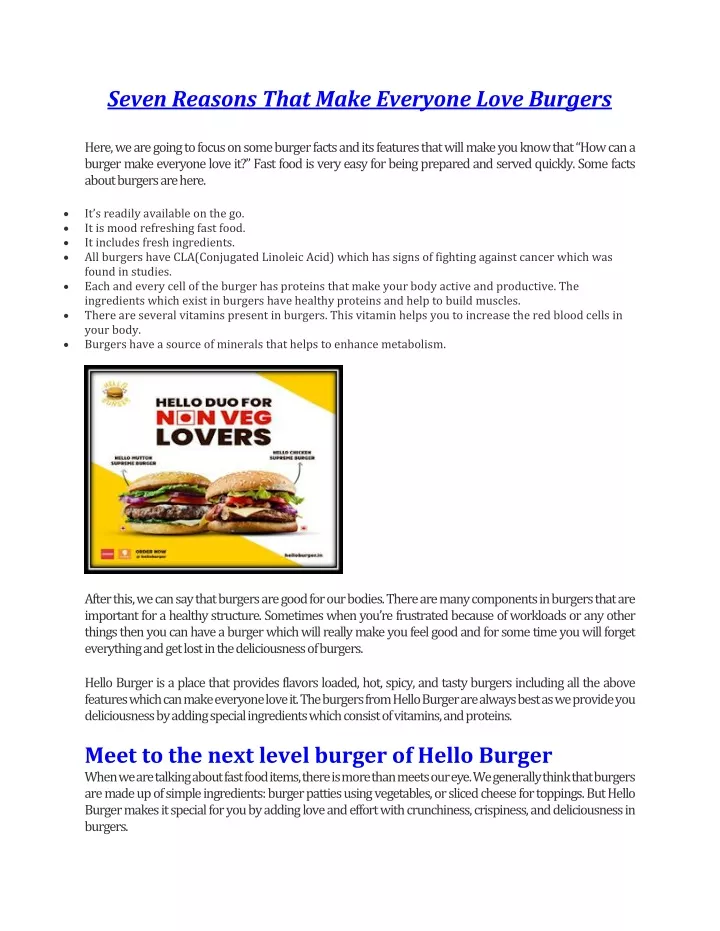 seven reasons that make everyone love burgers