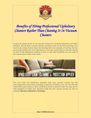 Benefits of Hiring Professional Upholstery Cleaners