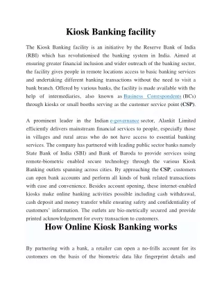 kiosk banking facility