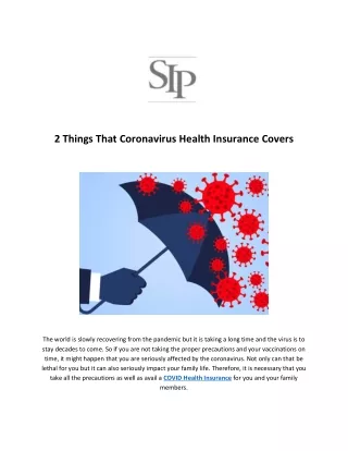 2 Things That Coronavirus Health Insurance Covers