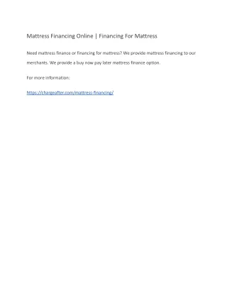 Mattress Financing Online | Financing For Mattress