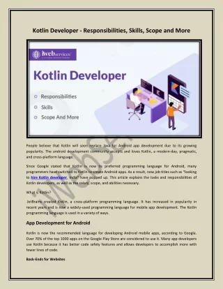 kotlin developer responsibilities skills scope
