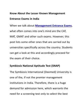 know about the lesser known management entrance